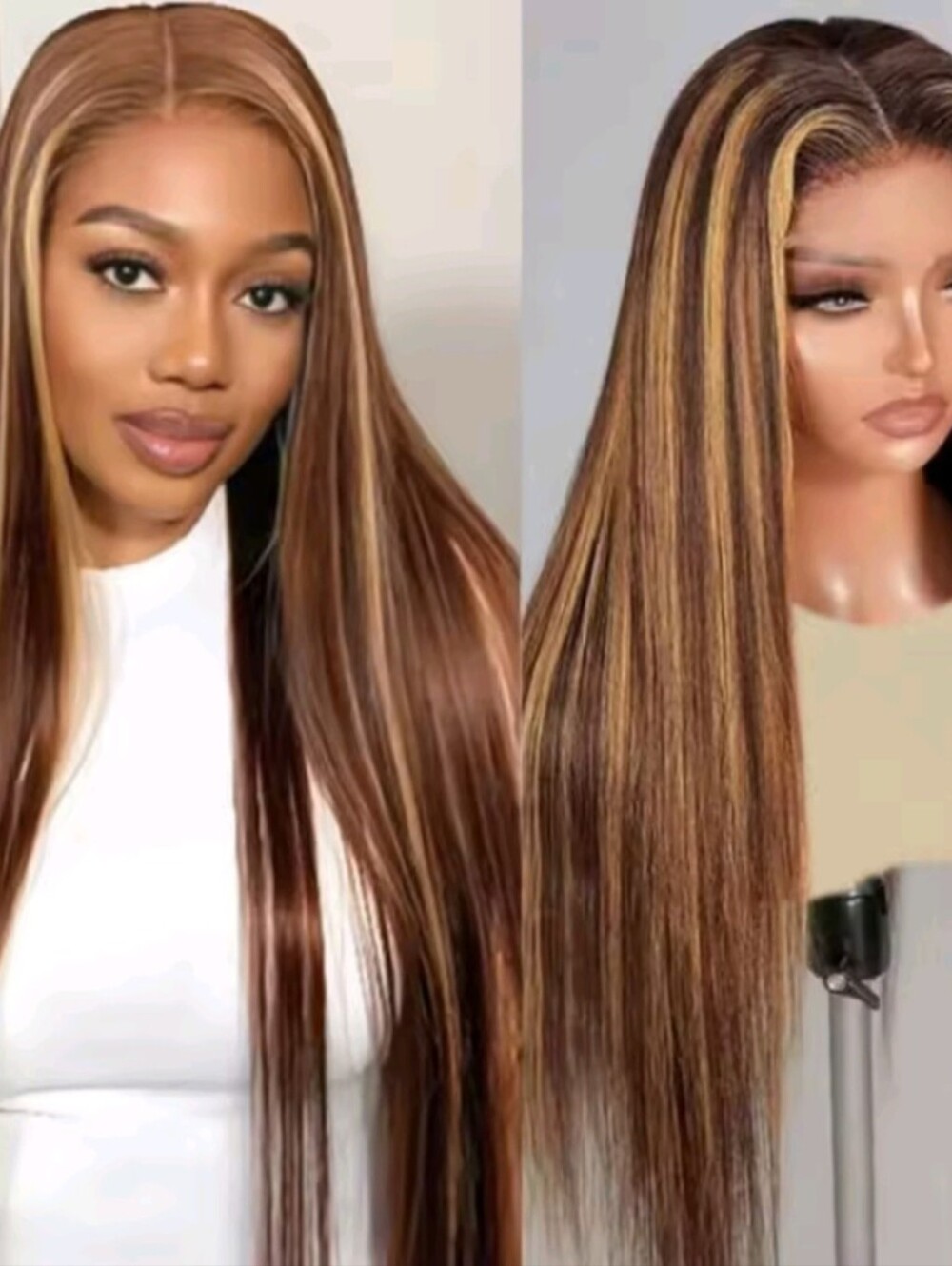 Women's 16" Inches Colored Silky Straight Human Hair Glueless Lace Front Wig.